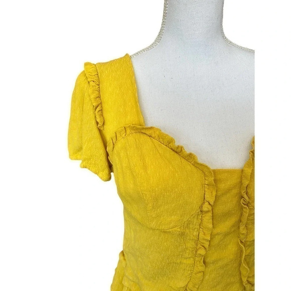 Line and Dot Elena Blouse Yellow Ruffle Smocked Back - Picture 8 of 11